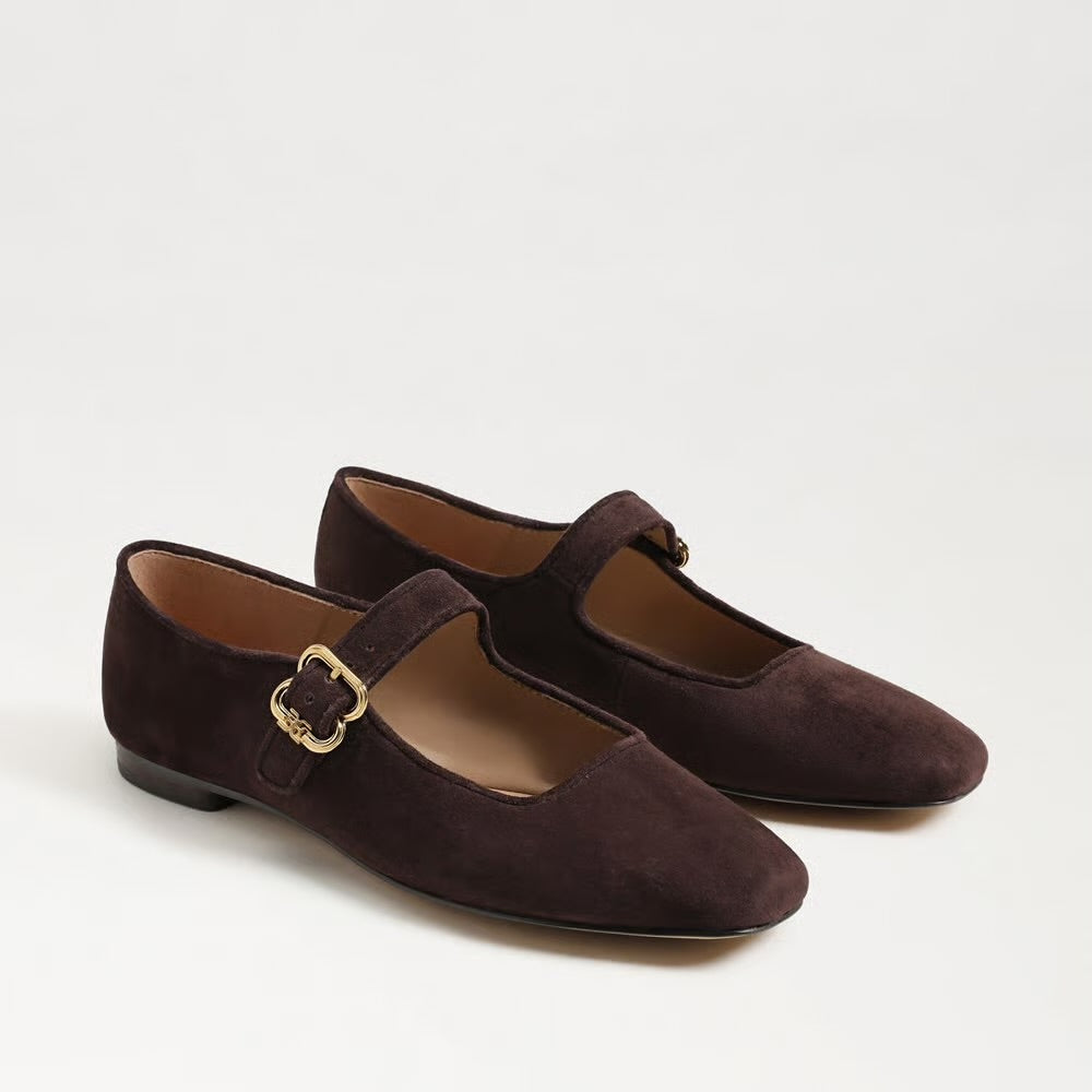 Sam Edelman Michaela Mary Jane Flat, Chocolate Suede