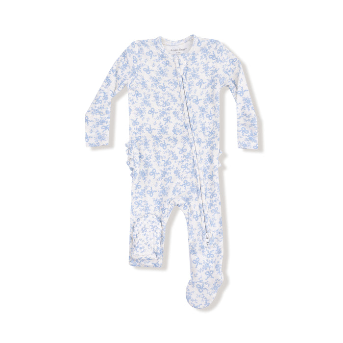 Angel Dear Romi Floral 2 Way Zipper Ruffle Back Footie