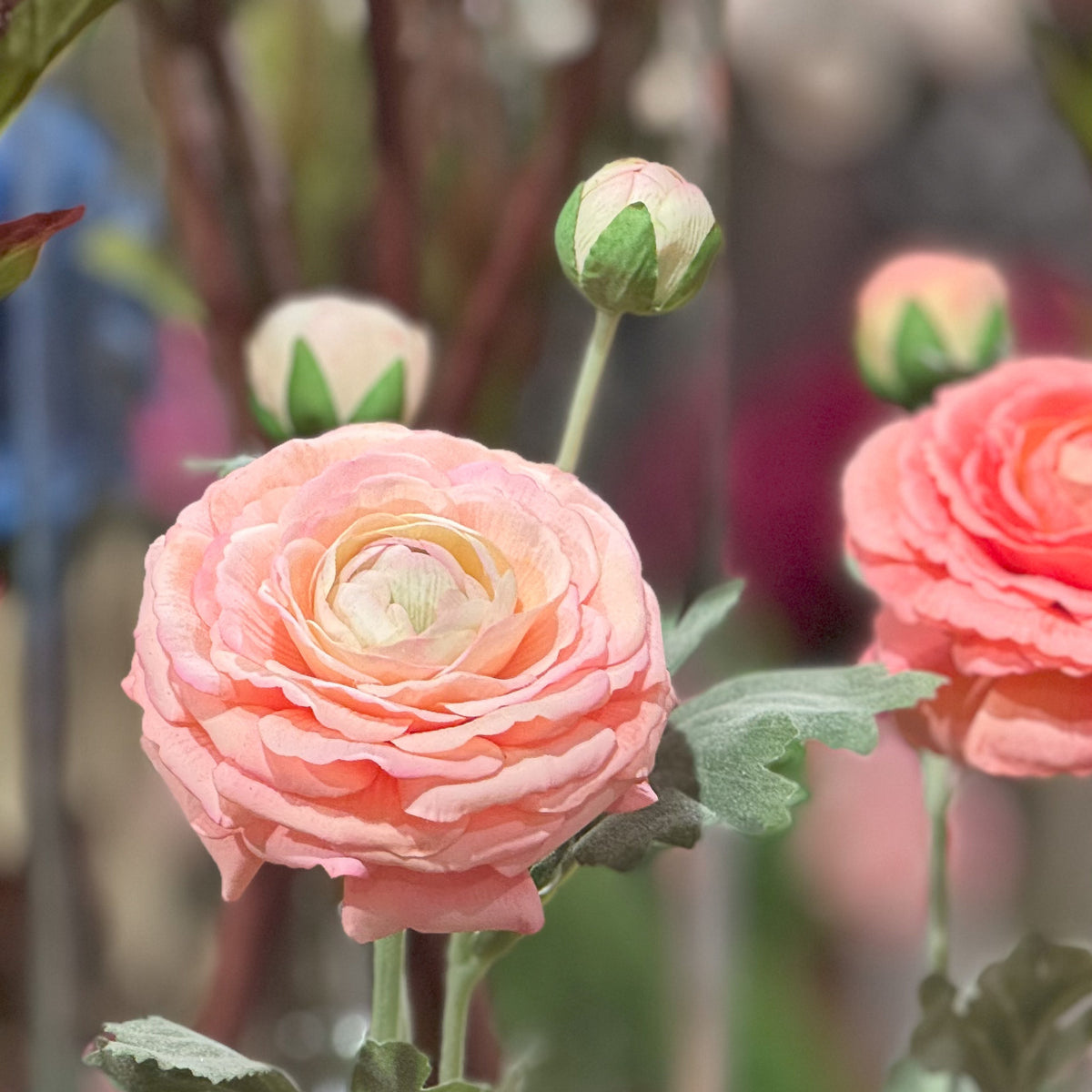 Real Touch Ranunculus 19” Coral Flowers