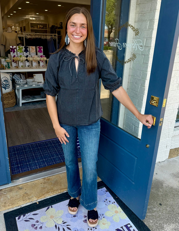 Torrie Washed Denim Top