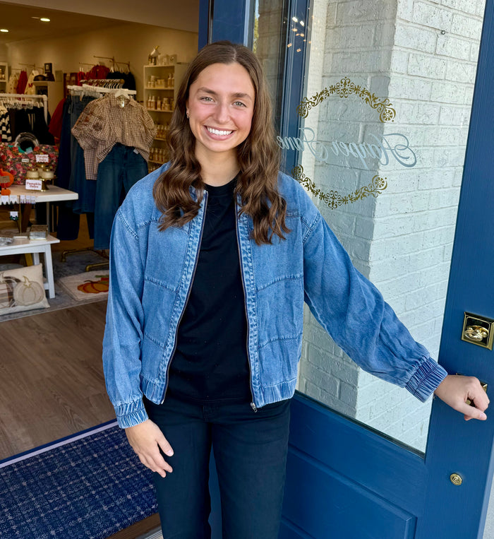 Isabella Denim Bomber Jacket