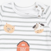 Angel Dear Cow Blue Long Sleeve Snap Shoulder Romper