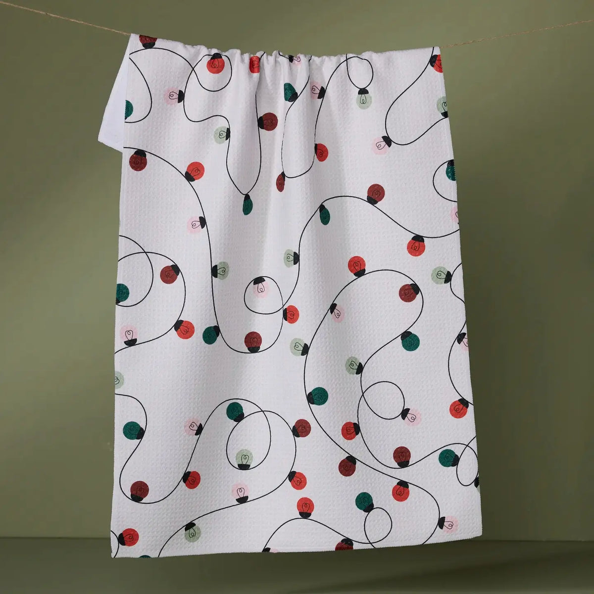Geometry Holiday Lights Tea Towel