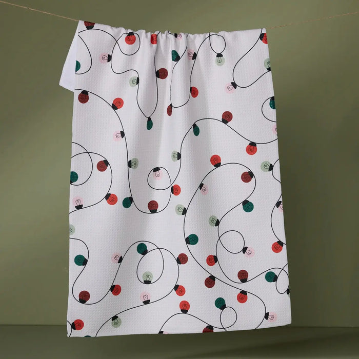 Geometry Holiday Lights Tea Towel