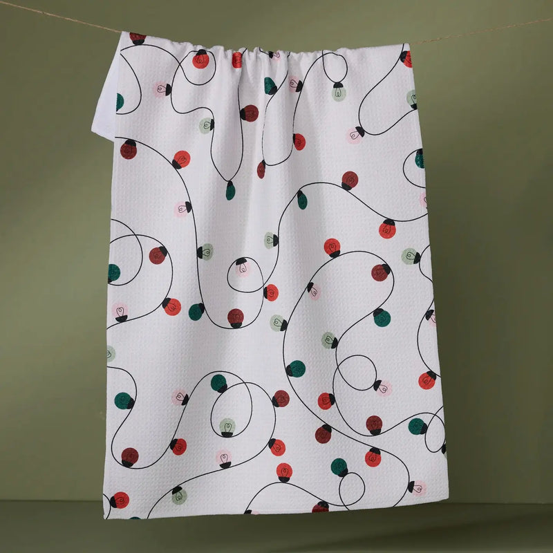 Geometry Holiday Lights Tea Towel