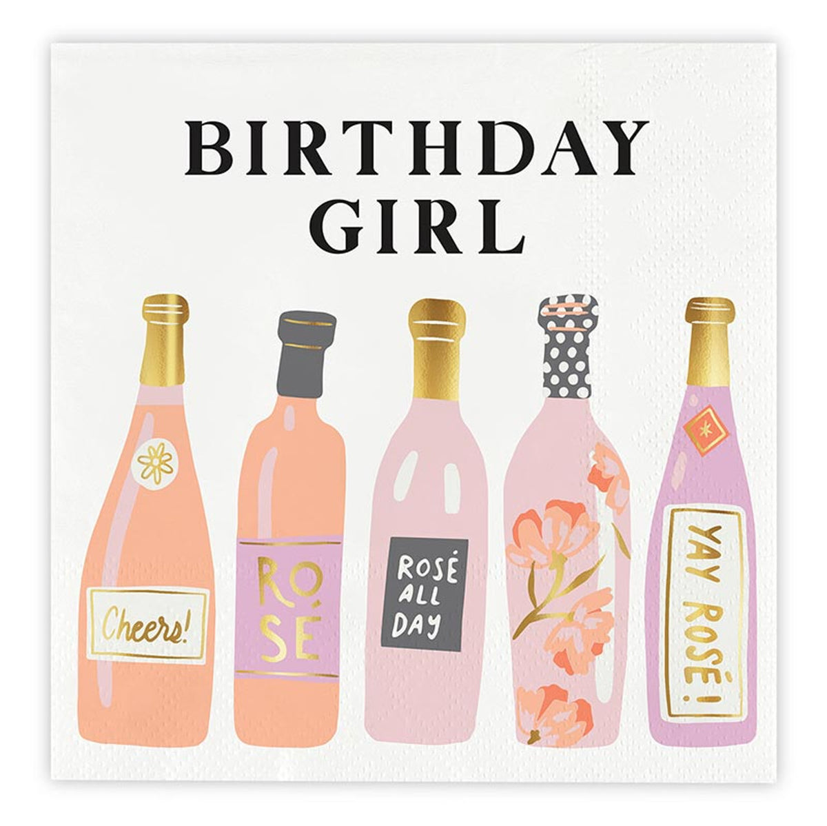 Birthday Girl Foil Beverage Napkins