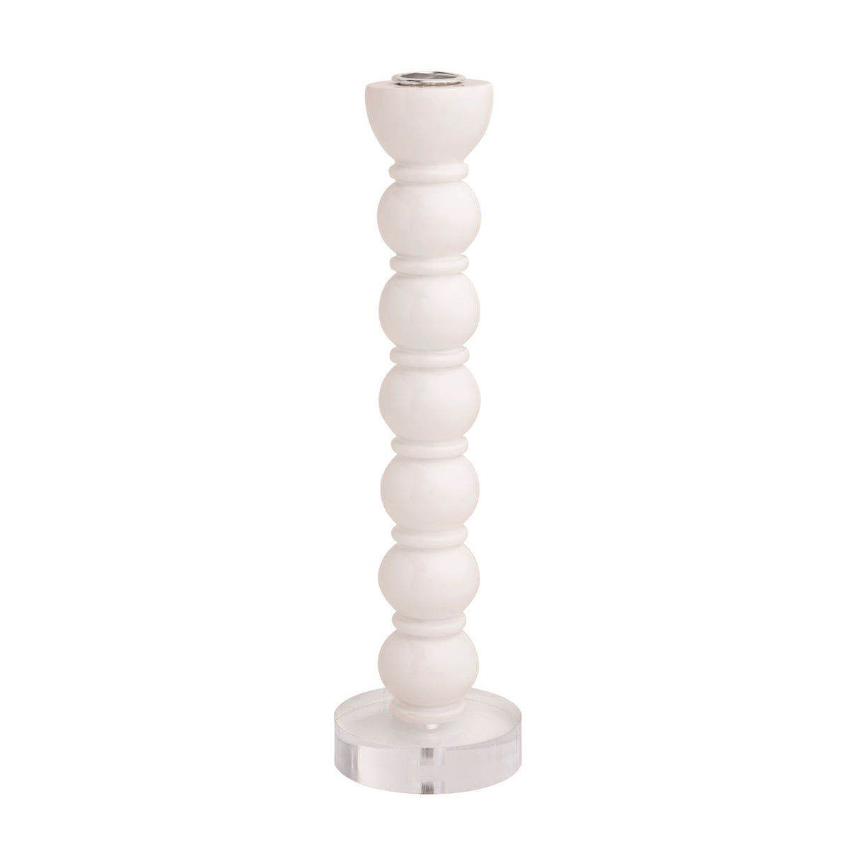 White Resin Taper Candle Holder Large