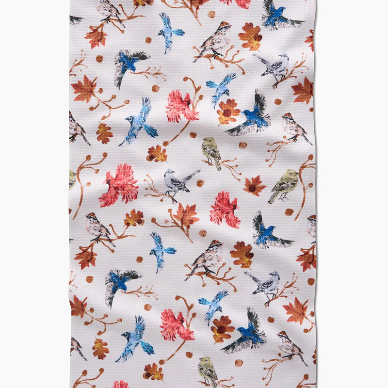Geometry Autumnal Bird Skies Tea Towel