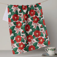 Geometry Winter Camellia Tea Towel