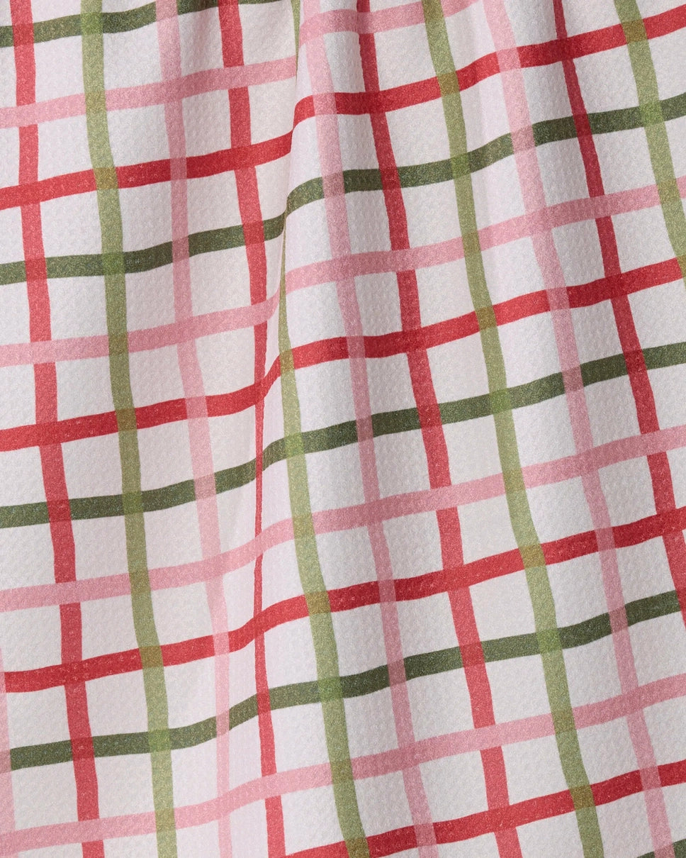 Geometry Festive Plaid Tea Towel