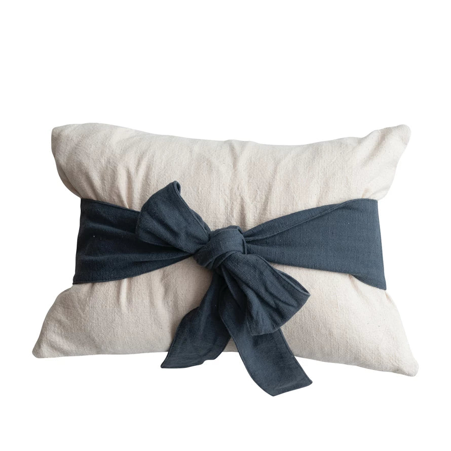 Navy Bow Pillow