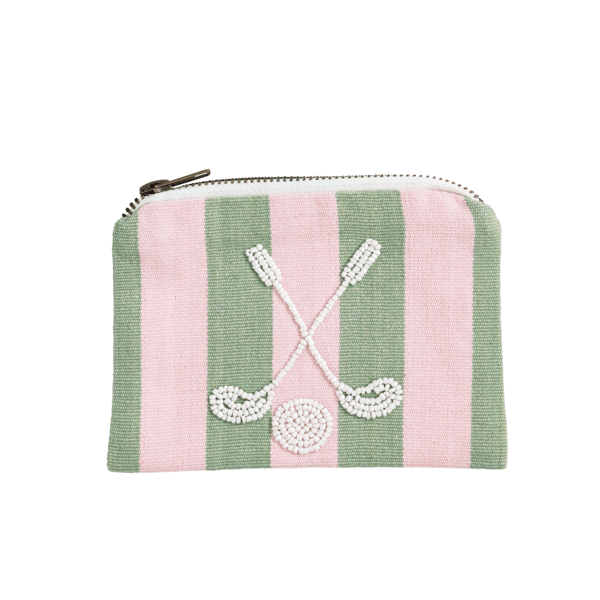 Pink Stripe Golf Beaded Towel