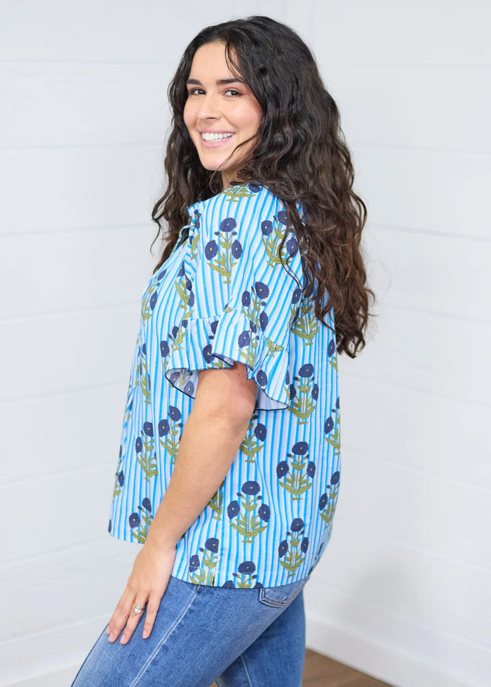 Layerz The Bell Top-Blue Stripe
