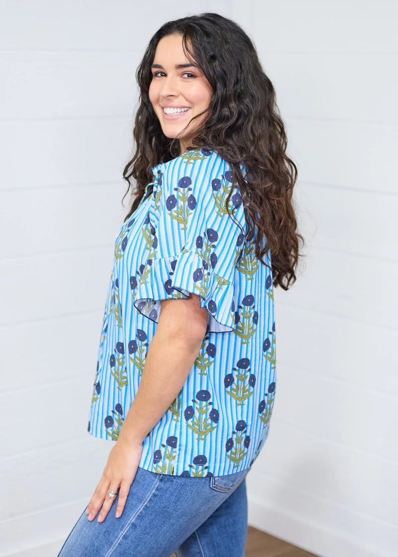 Layerz The Bell Top-Blue Stripe