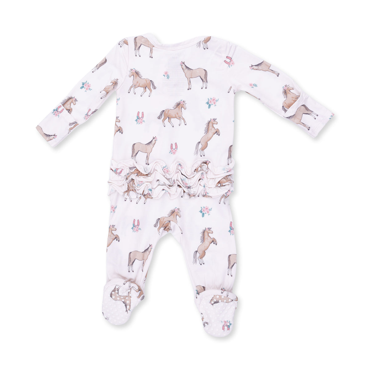 Angel Dear I Love Horses 2 Way Ruffle Back Zipper Footie