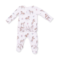 Angel Dear I Love Horses 2 Way Ruffle Back Zipper Footie