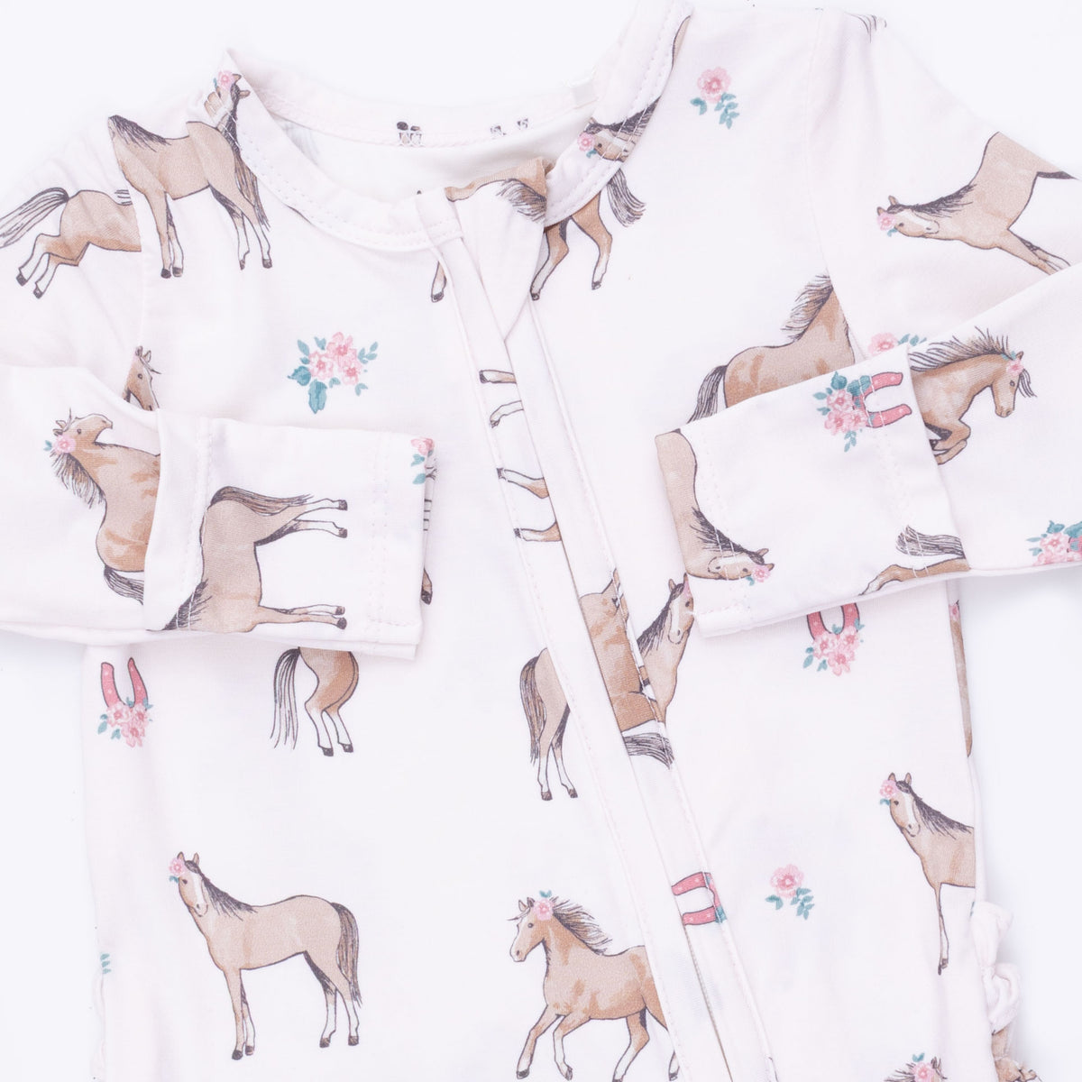 Angel Dear I Love Horses 2 Way Ruffle Back Zipper Footie