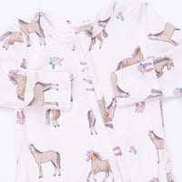 Angel Dear I Love Horses 2 Way Ruffle Back Zipper Footie