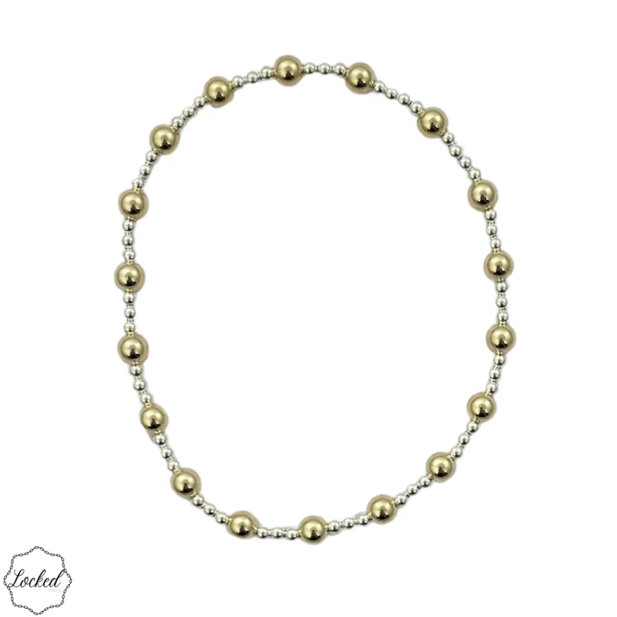 Classic Mixed Metal Pattern Bracelet - 2mm Sterling Silver and 4mm Gold Filled