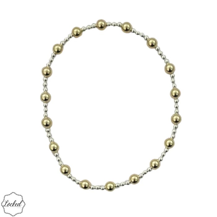 Classic Mixed Metal Pattern Bracelet - 2mm Sterling Silver and 4mm Gold Filled