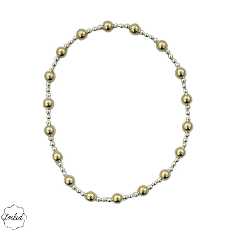 Classic Mixed Metal Pattern Bracelet - 2mm Sterling Silver and 4mm Gold Filled