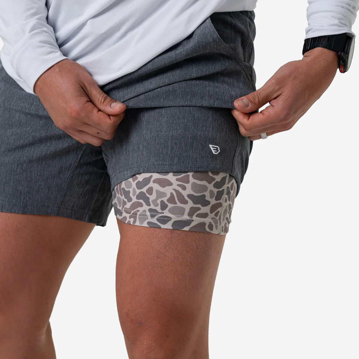 Burlebo Athletic Shorts In Grizzly Gray W/ Deer Camo Liner