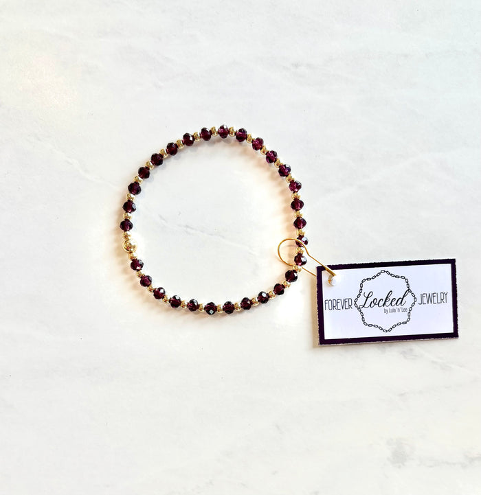 Classic 3mm Gold Filled Queenie Bracelet with Cinnabar Crystals