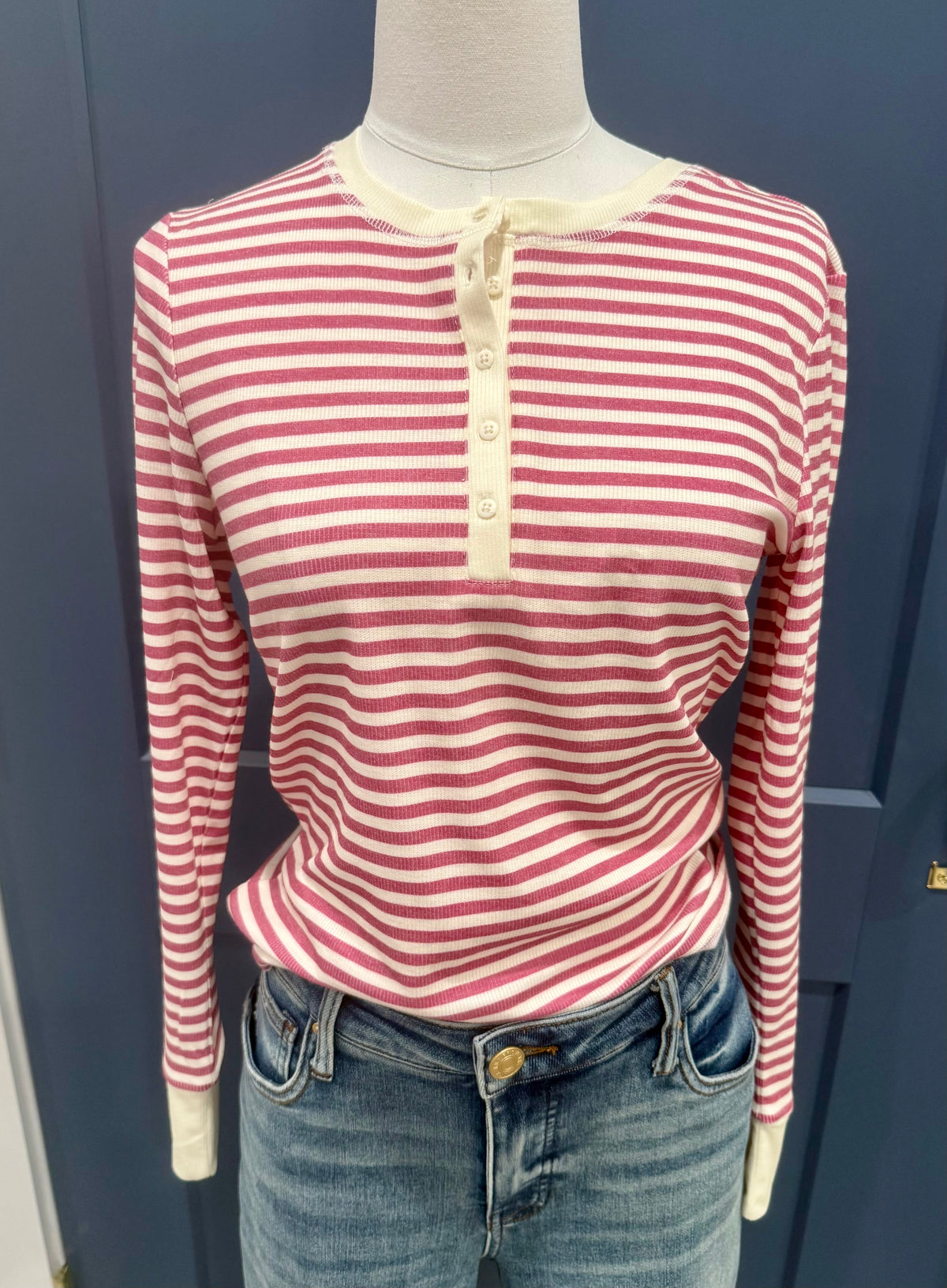 Melanie Striped Henley Top