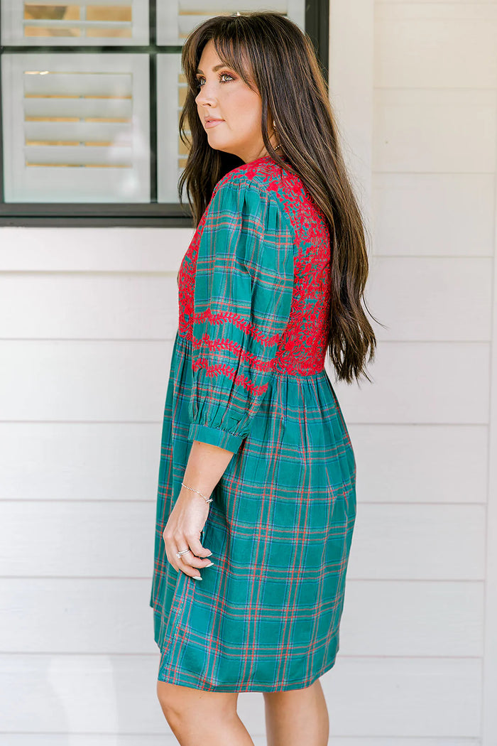 Layerz The Helen Dress- Green Plaid