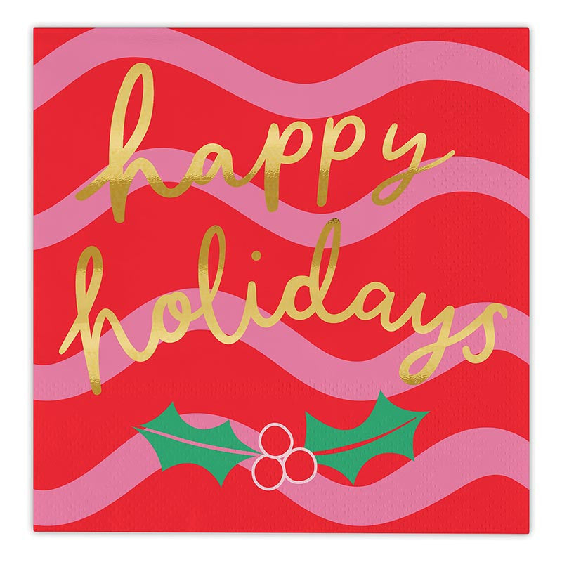 Foil Beverage Napkins - Happy Holidays