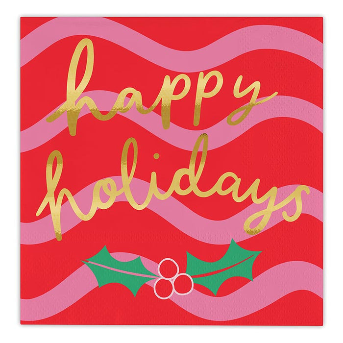 Foil Beverage Napkins - Happy Holidays