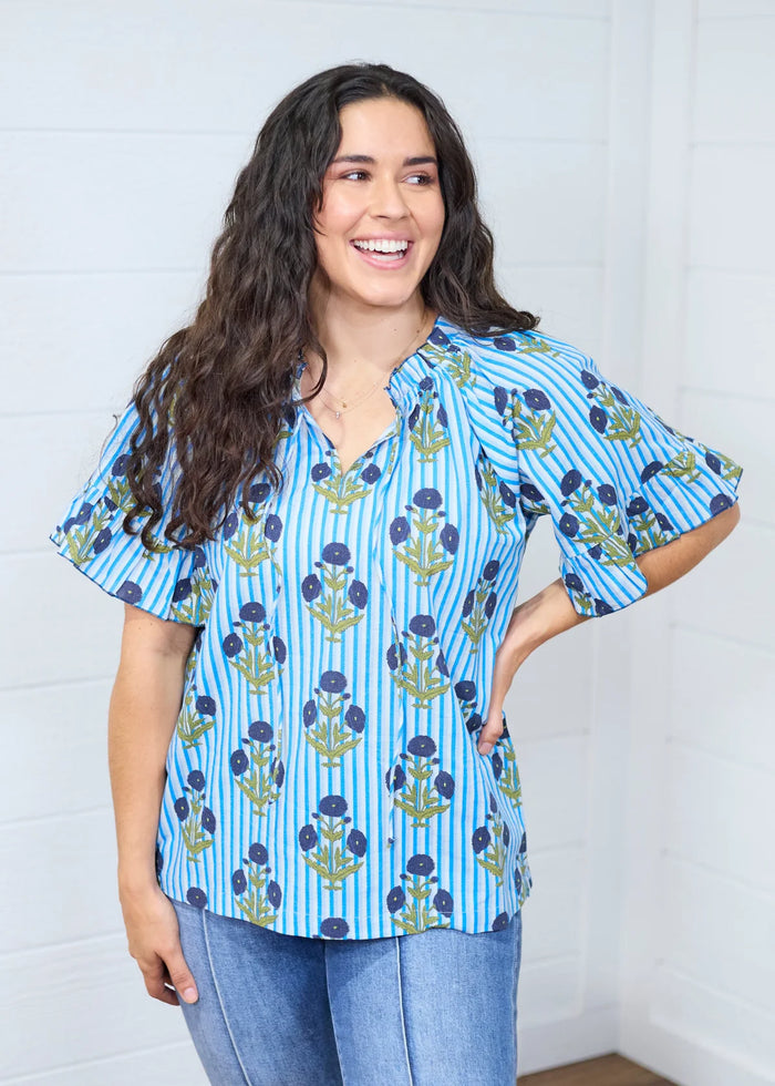 Layerz The Bell Top-Blue Stripe