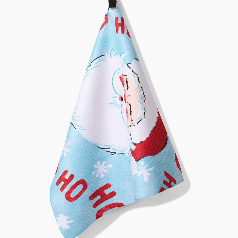 Geometry Merry Santa Claus Tea Towel