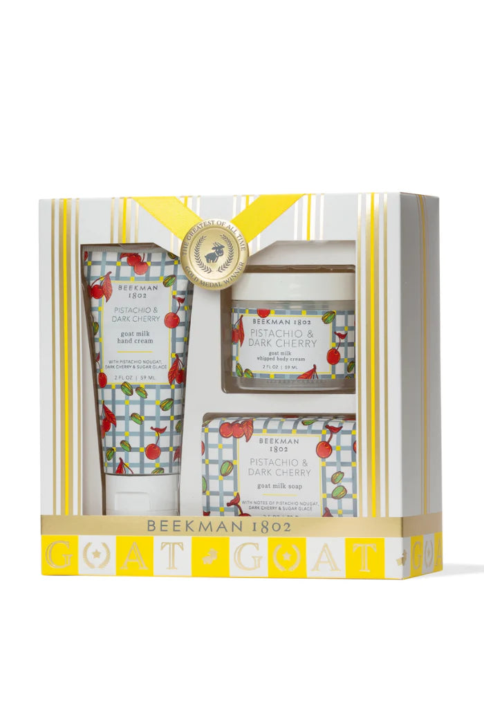 Beekman Pistachio & Dark Cherry Face & Body 3 Piece Set