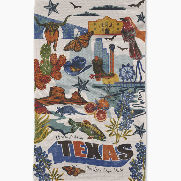 Geometry Greetings From Texas Tea Towel
