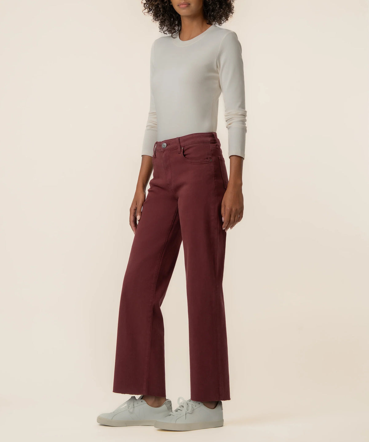 Kut From the Kloth Charlotte High Rise Wide Leg in Claret