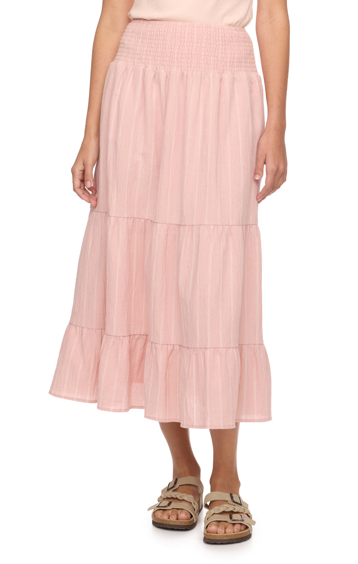 Lacey Smocked Waist Midi Skirt