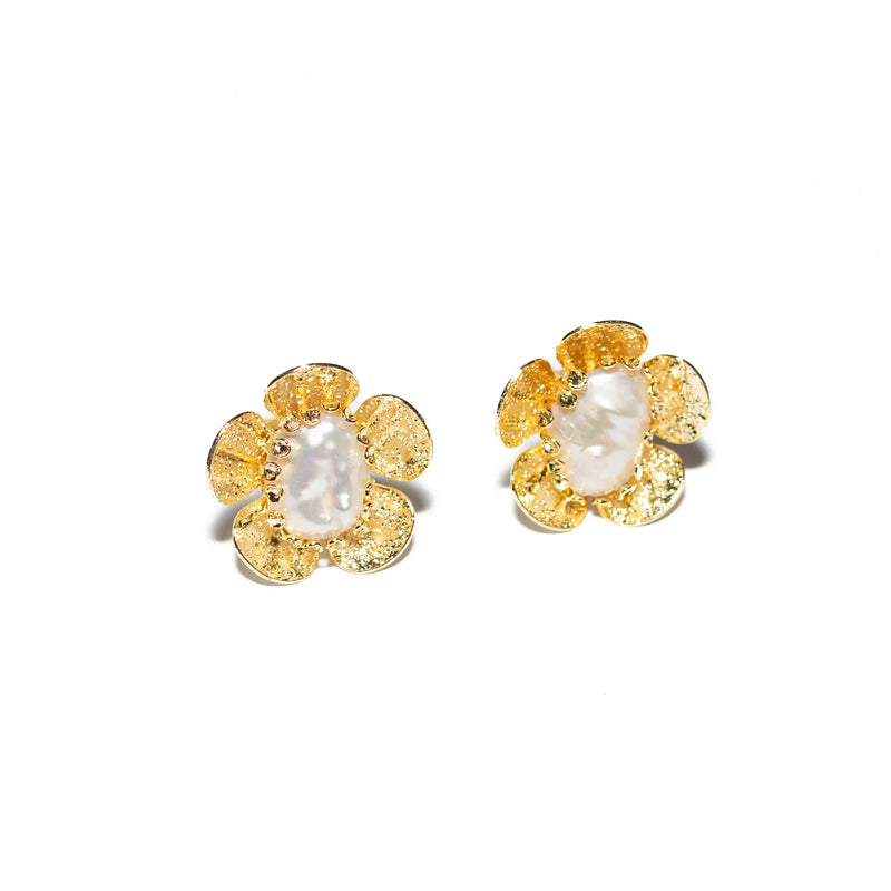 Pearl Flower Stud Earrings