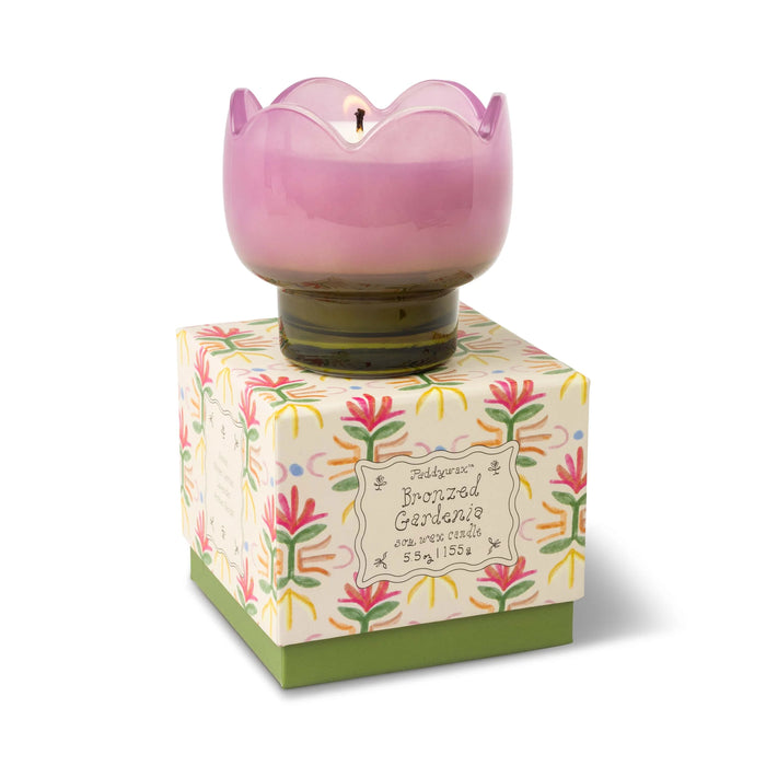 Paddywax Bronzed Gardenia 5.5oz Tulip Glass Candle