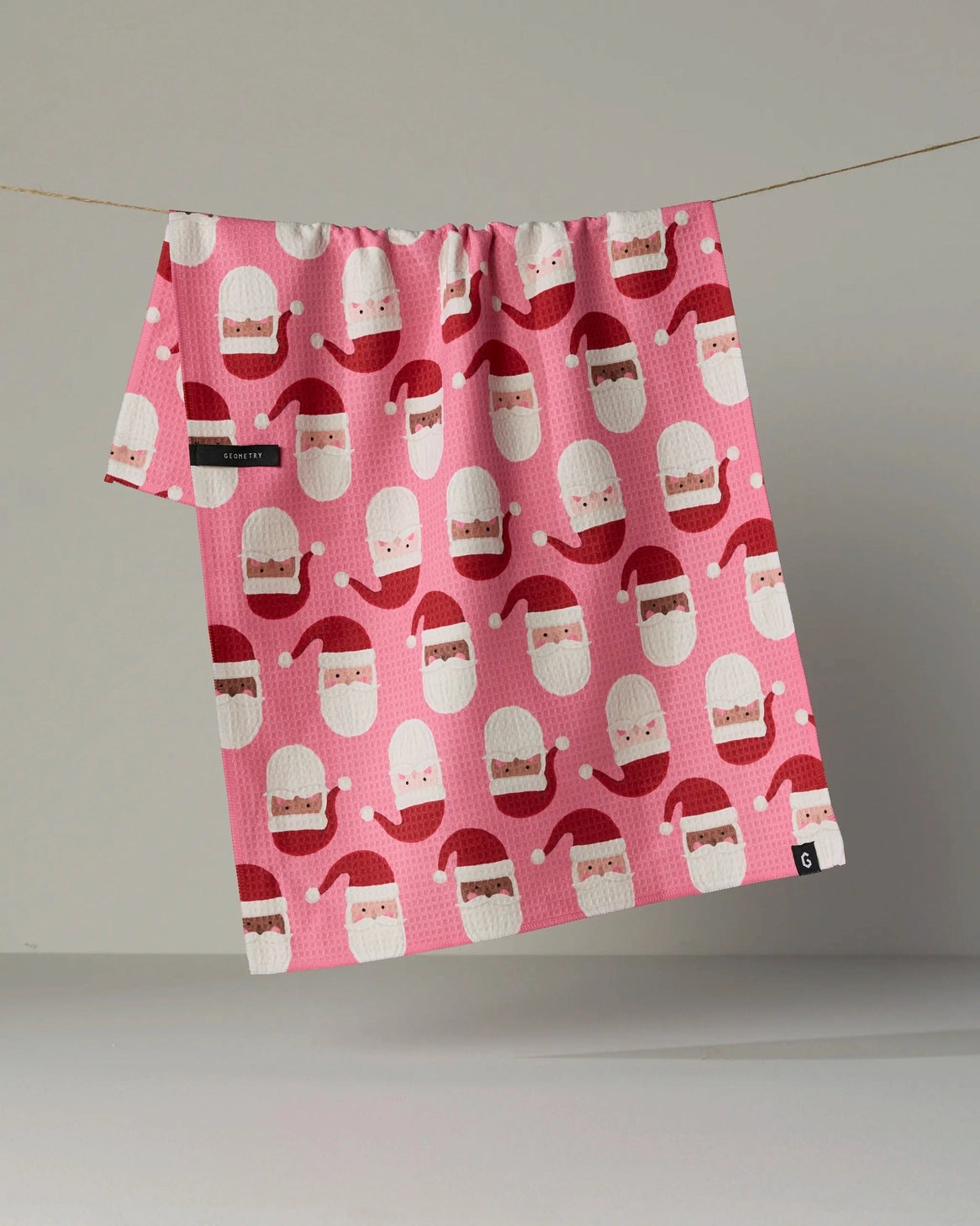 Geometry Jolly Santas Luxe Kitchen Towel