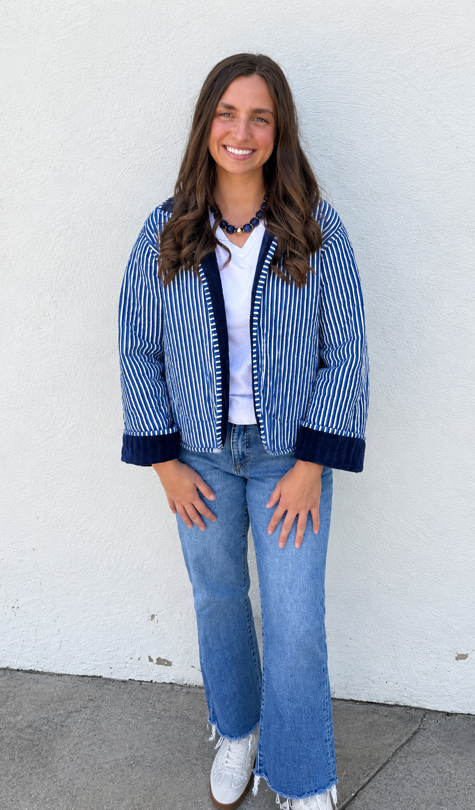 Reversible Pinstripe Velvet Jacket