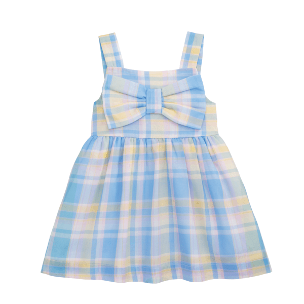 Blue Plaid Madras Bow Sundress
