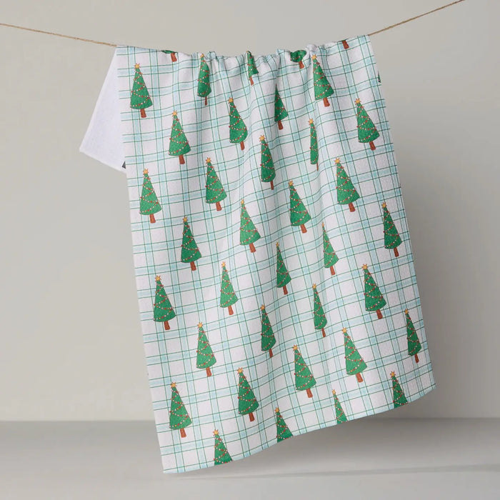 Geometry Jolly Plaid Tea Towel