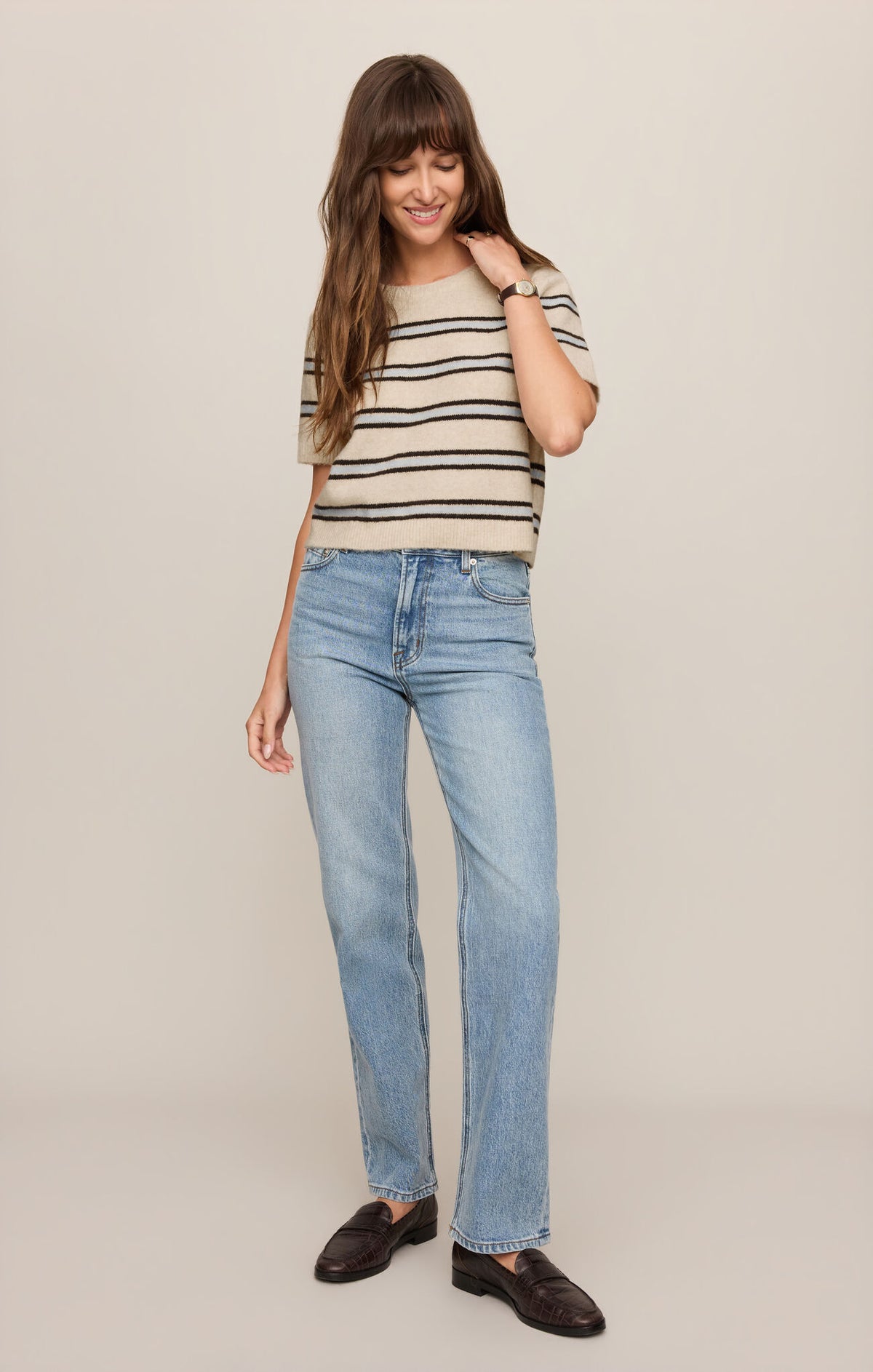 Gatewood Stripe Sweater - Light Oatmeal Heather