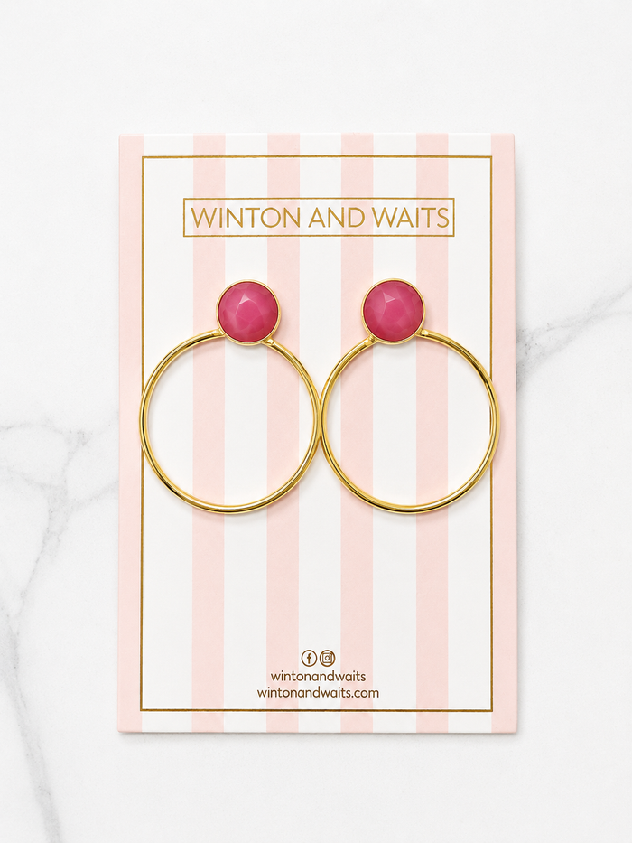 Loop de Loop Earrings - Pink Cat’s Eye