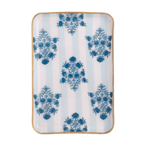Floral Stripe Pattern Trinket Dish