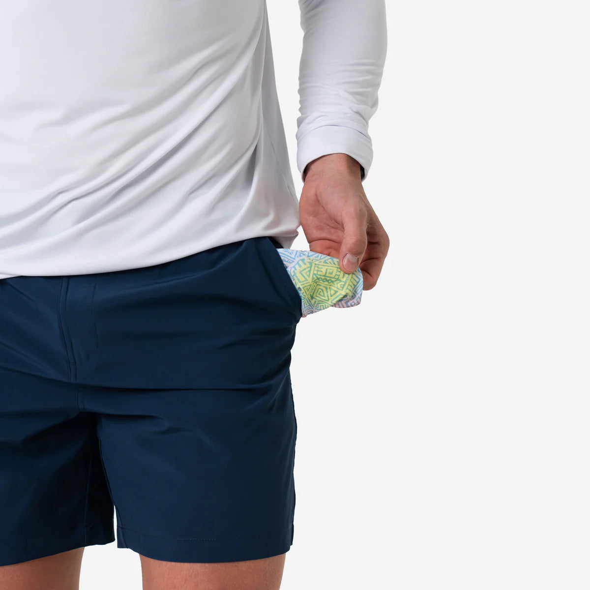 Burlebo Everyday Short in Deep Water Navy with Mayan Pocket
