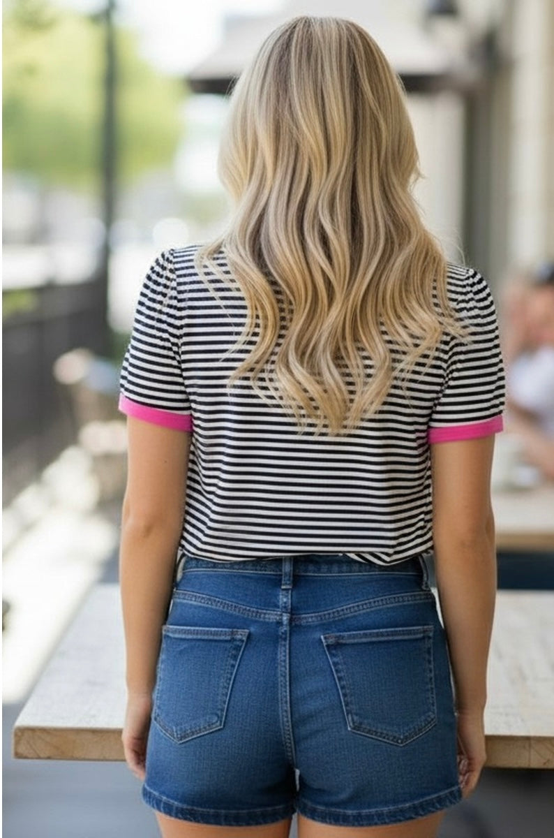 Bria Striped Knit Top