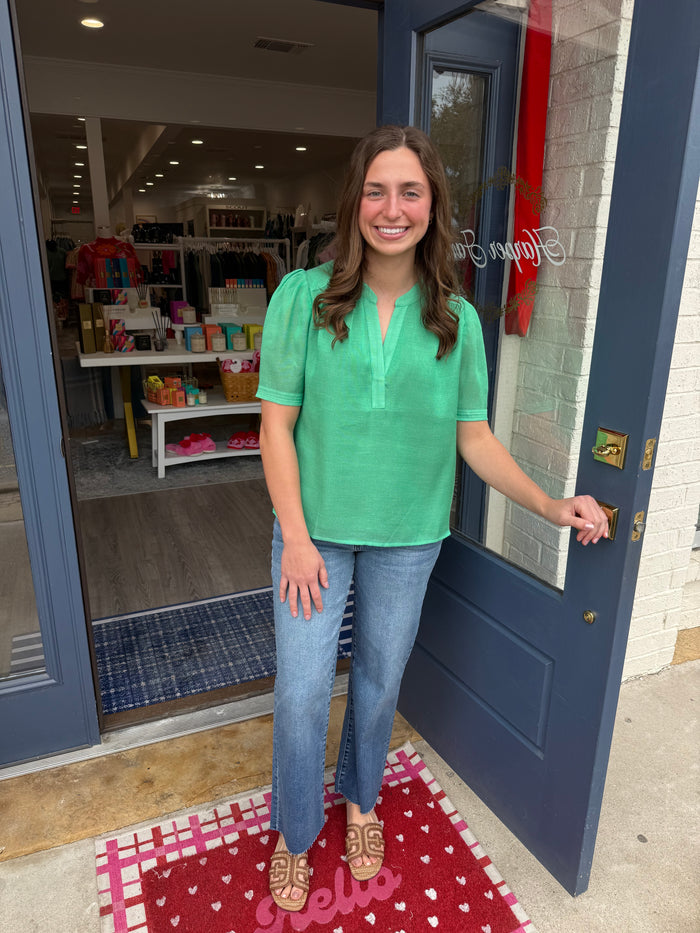 Sierra Gathered Detail Puff Short Sleeve Blouse