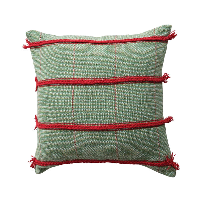 Braided Embroidery Pillow with Fringe